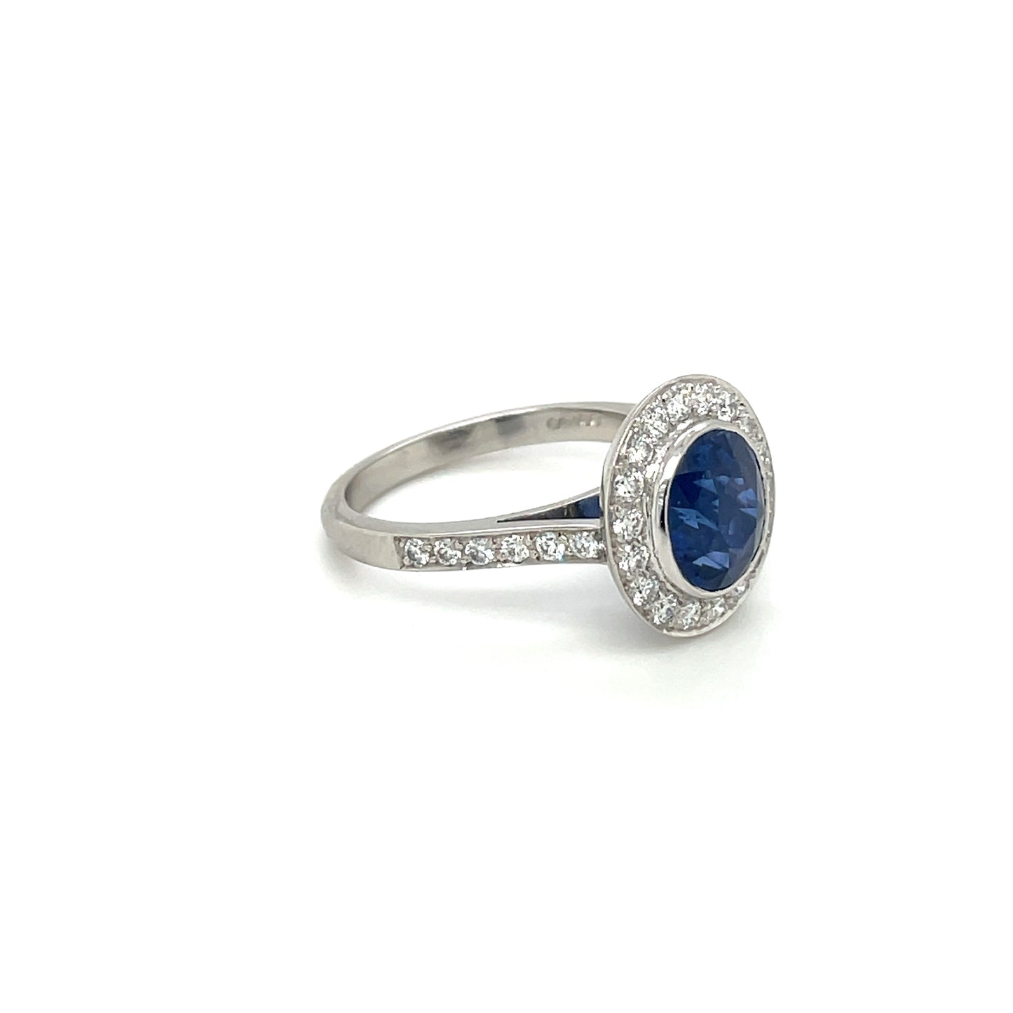Platinum Sapphire & Diamond Cluster Ring
