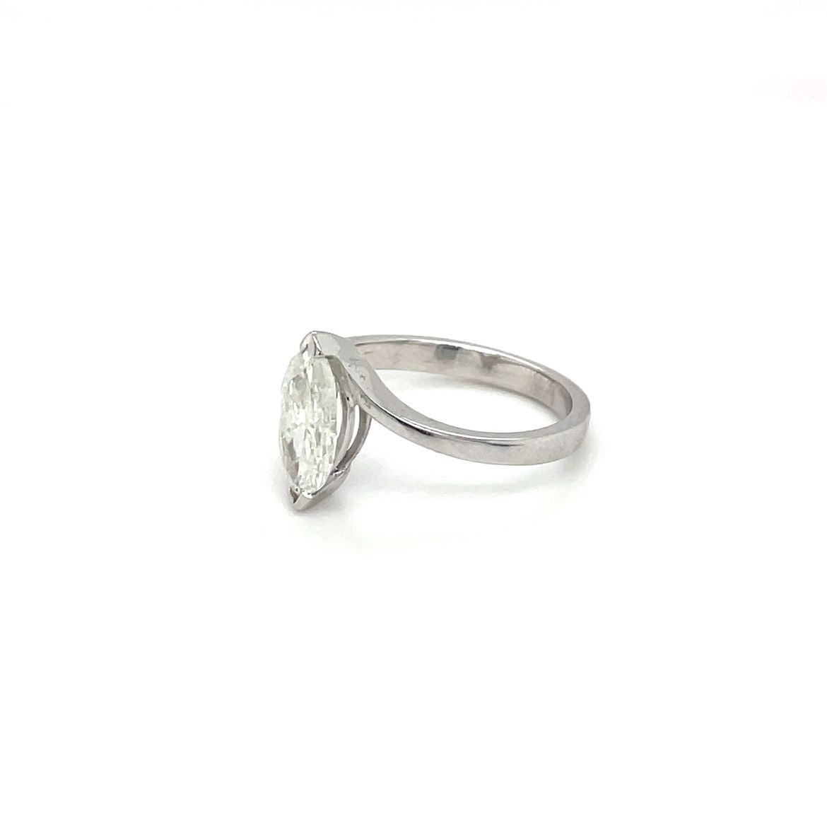 White Gold Marquise Diamond Solitaire Ring