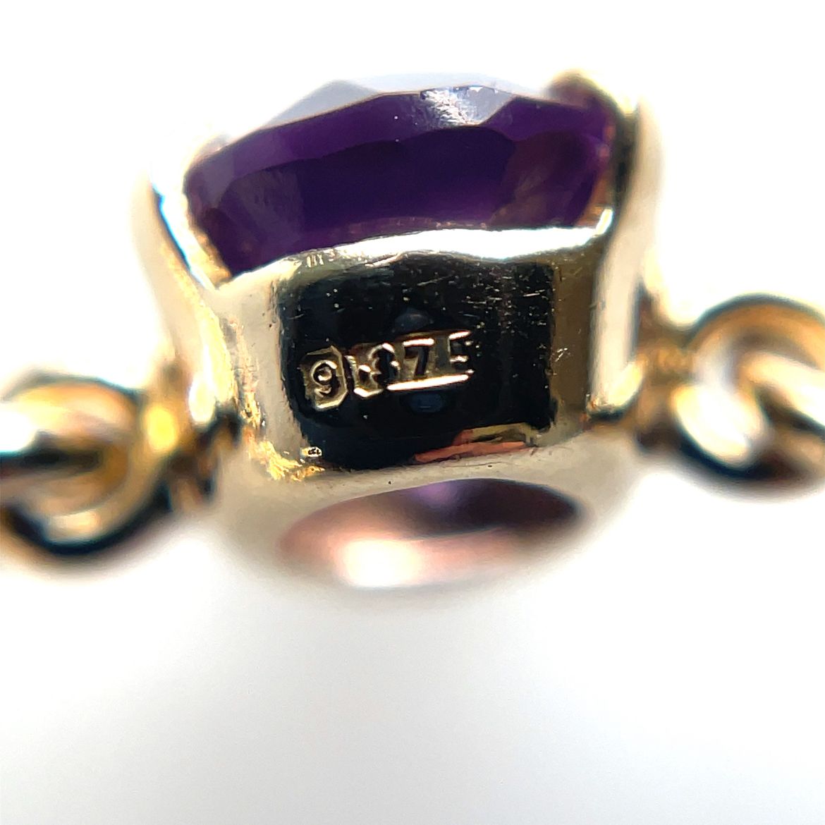 9ct Yellow Gold Amethyst Station Bracelet (7")