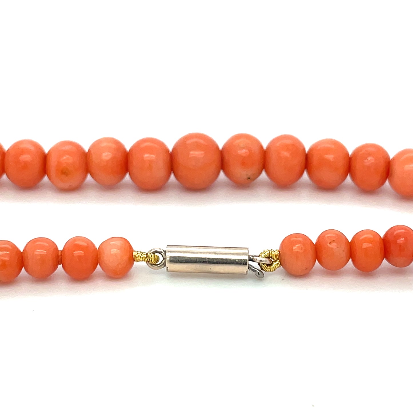 15ct Yellow Gold Coral Bead Choker Necklace