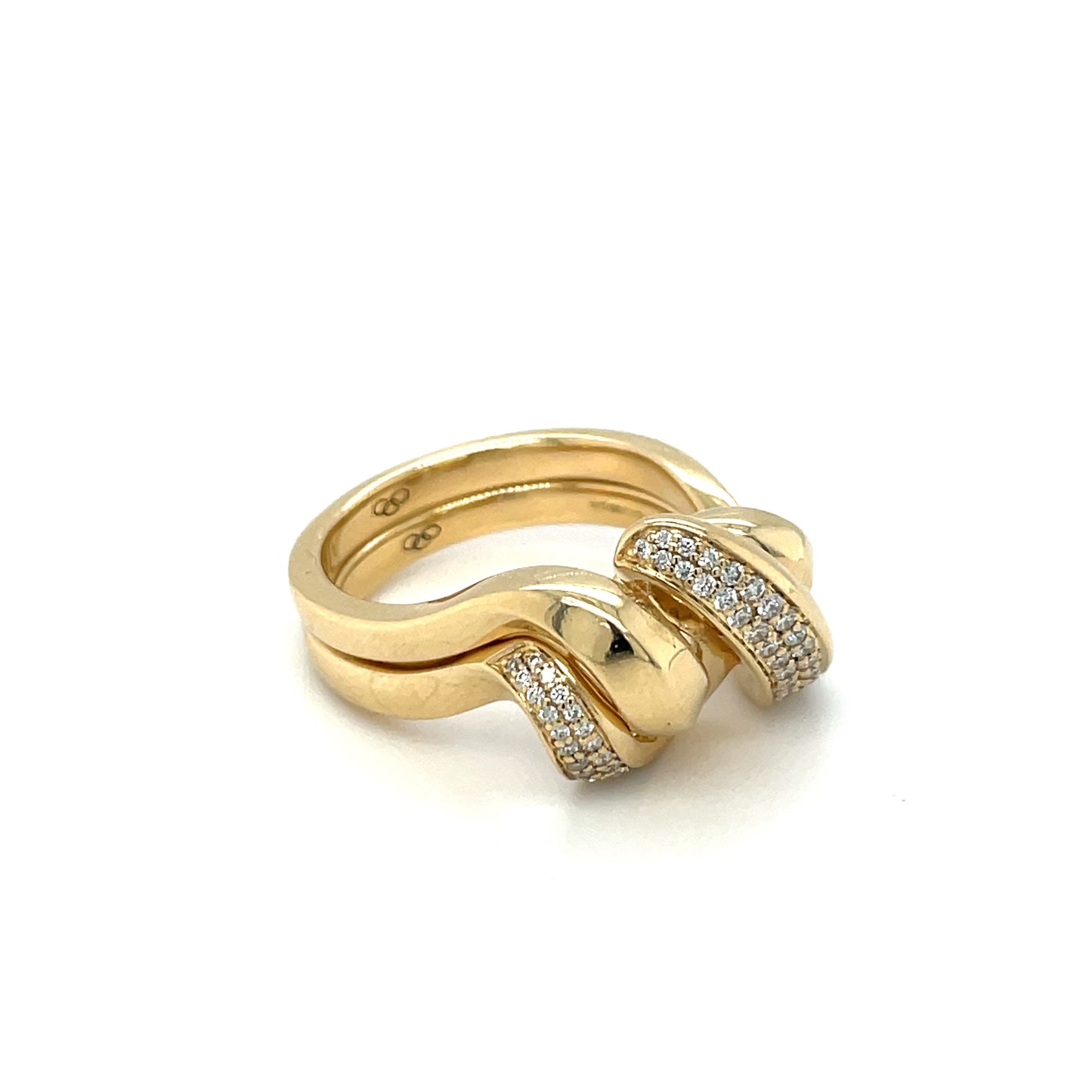 18ct Yellow Gold Plain & Diamond Two-Ring Links London Set