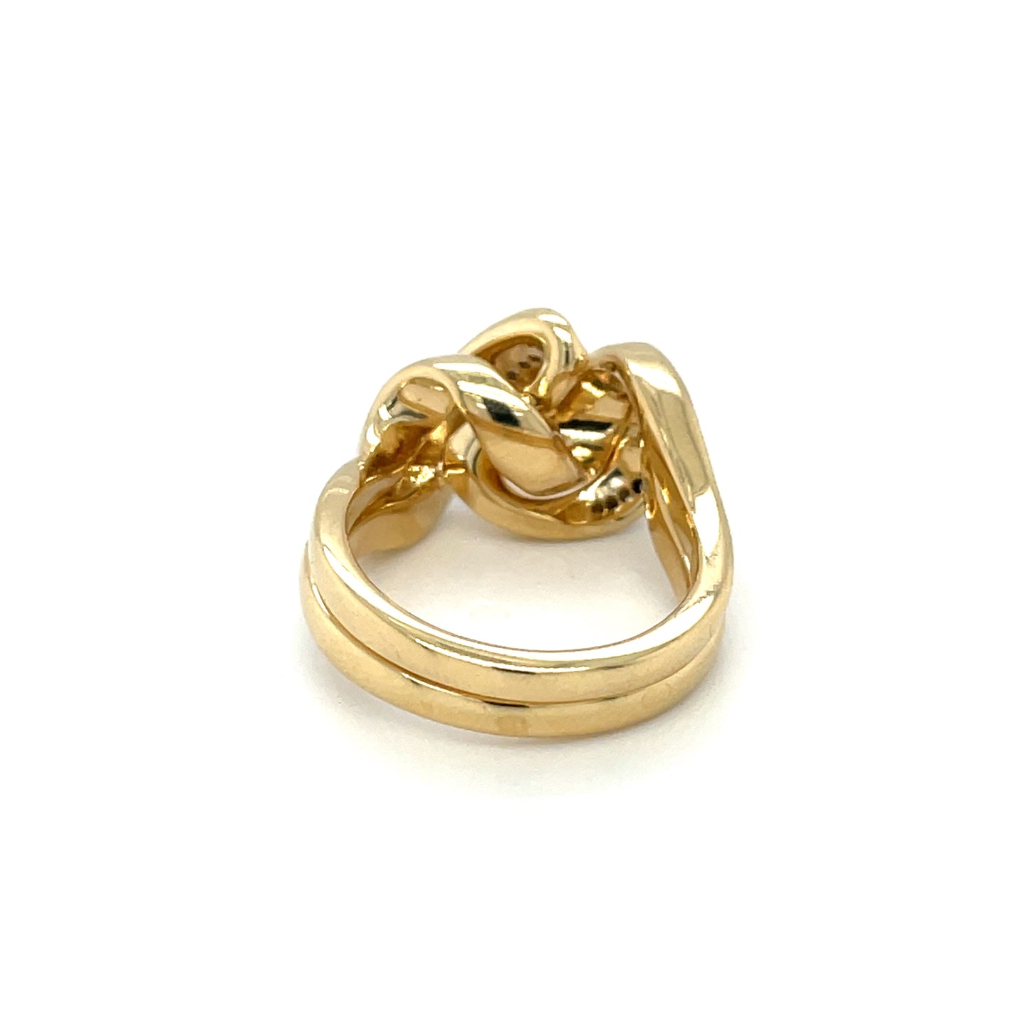 18ct Yellow Gold Plain & Diamond Two-Ring Links London Set
