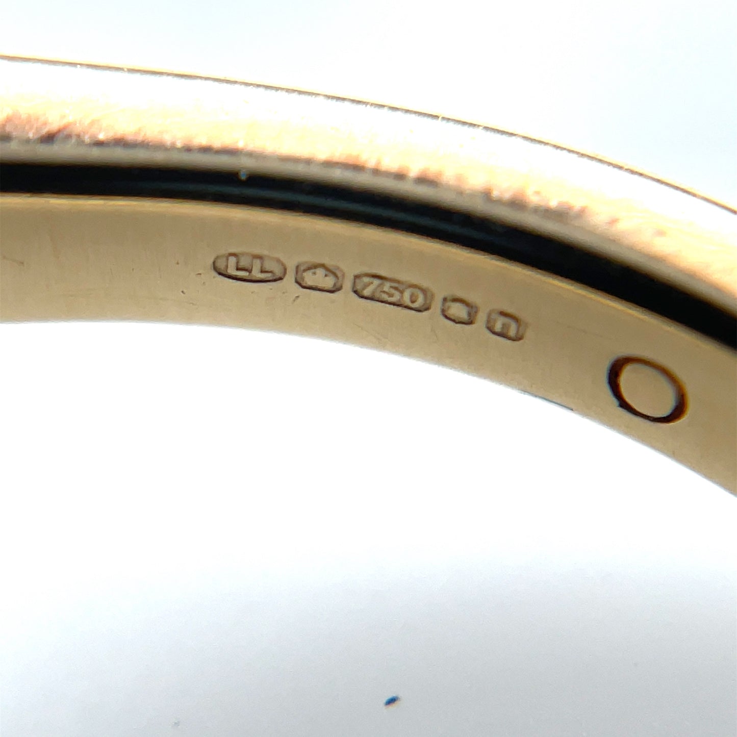 18ct Yellow Gold Plain & Diamond Two-Ring Links London Set