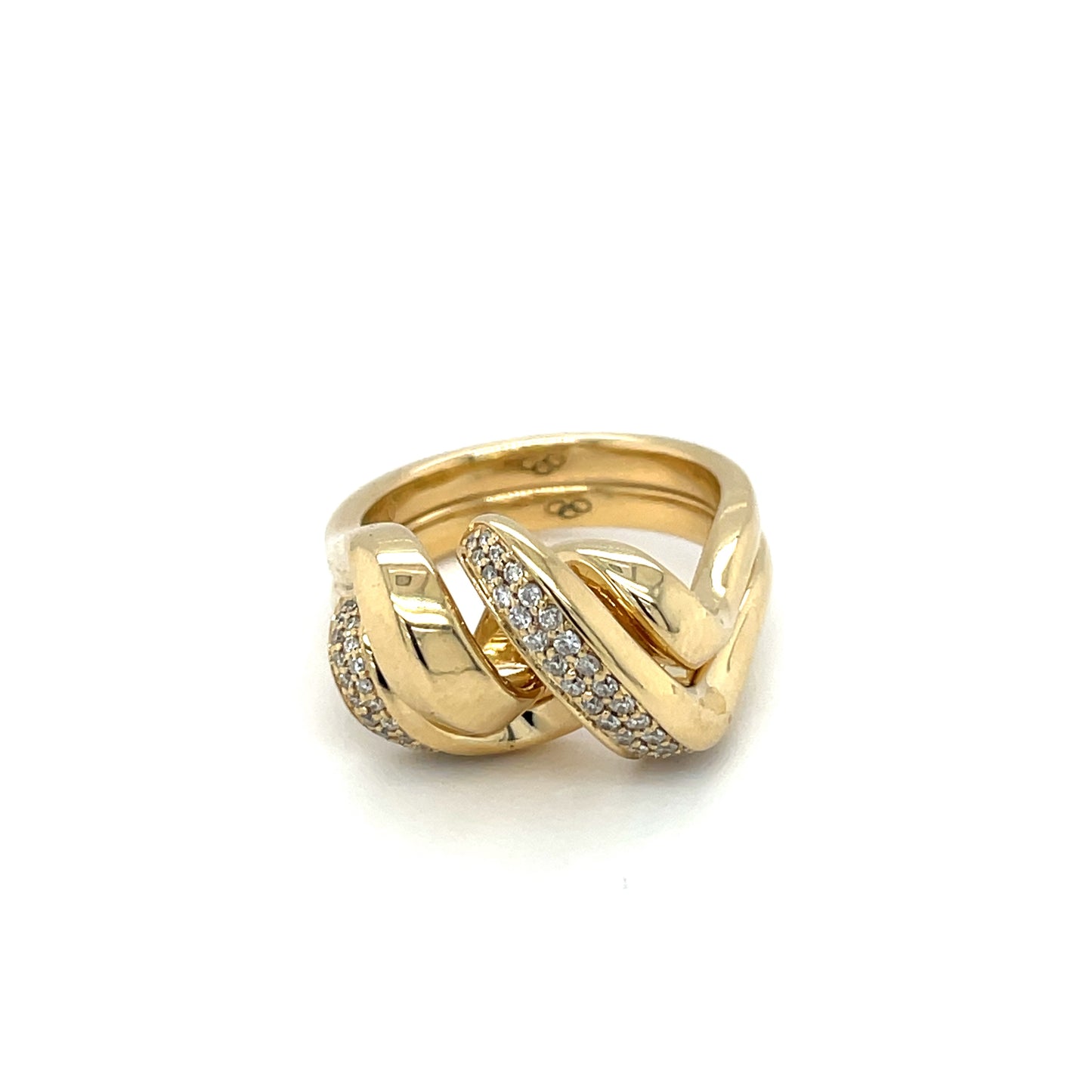18ct Yellow Gold Plain & Diamond Two-Ring Links London Set