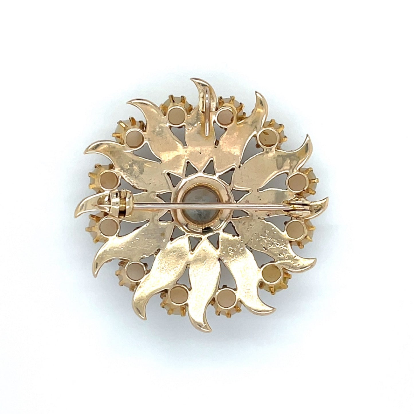 9ct Yellow Gold Pearl Sunburst Brooch or Pendant