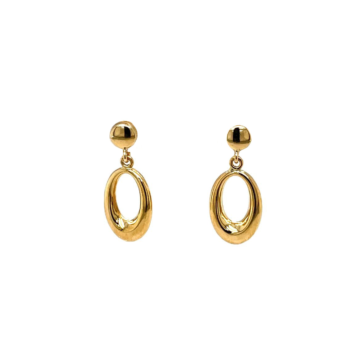 9ct Yellow Gold Oval Drop Earrings
