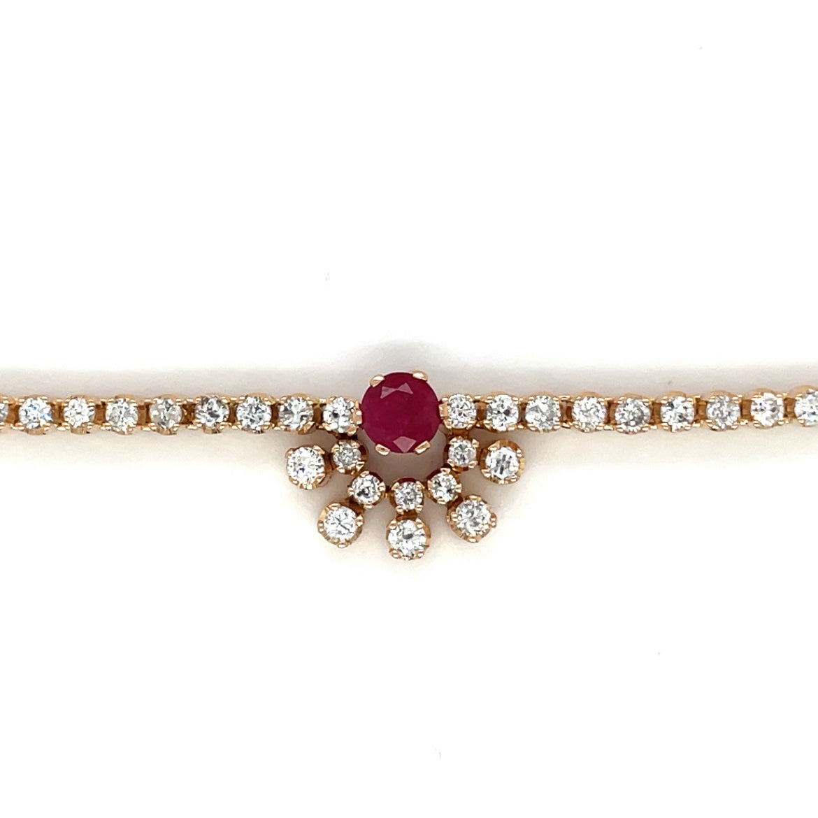 18ct Yellow Gold Ruby & Diamond Necklace
