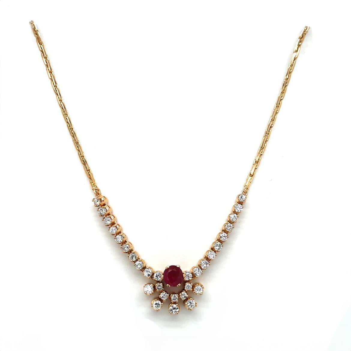18ct Yellow Gold Ruby & Diamond Necklace