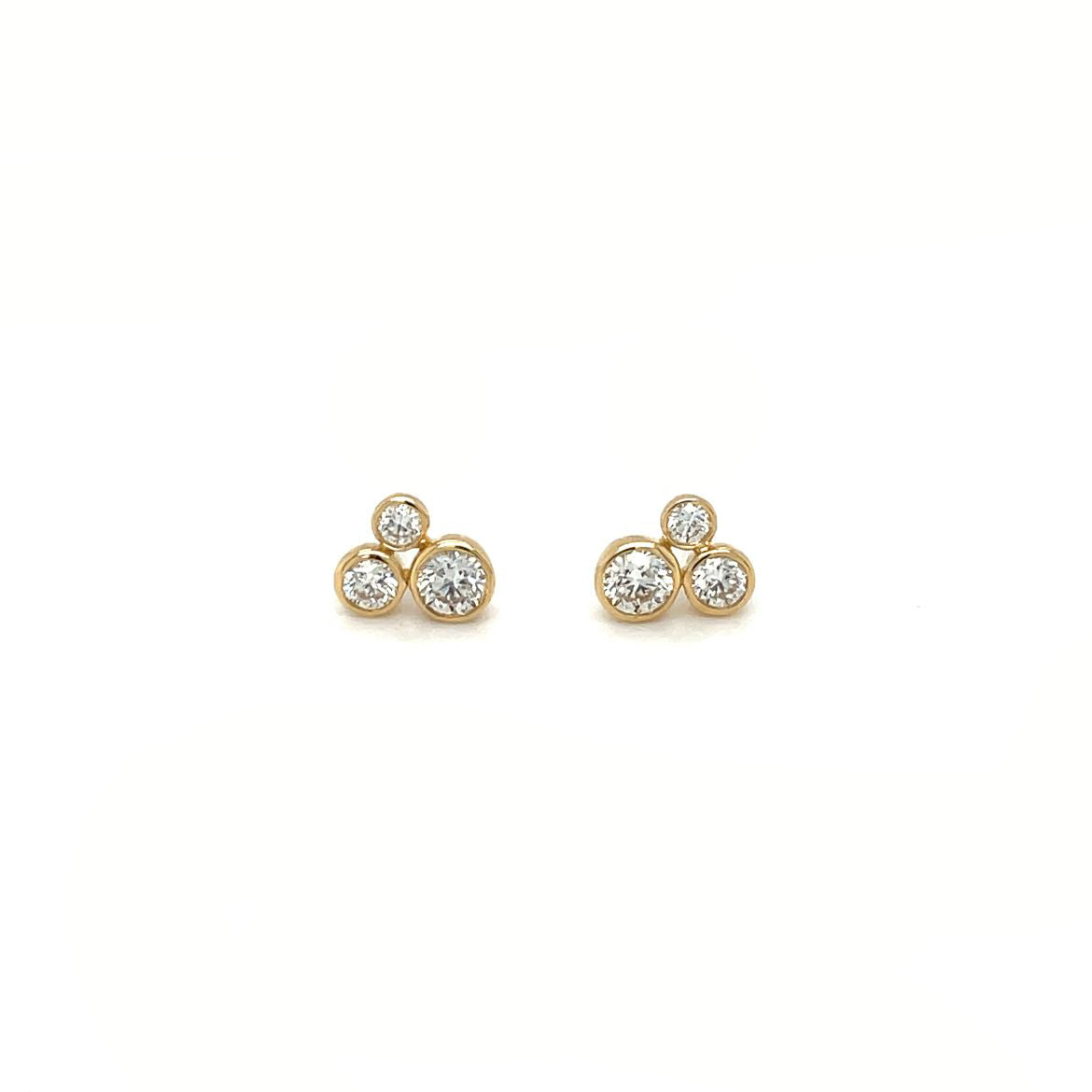 18ct Yellow Gold Diamond Bubble Stud Earrings