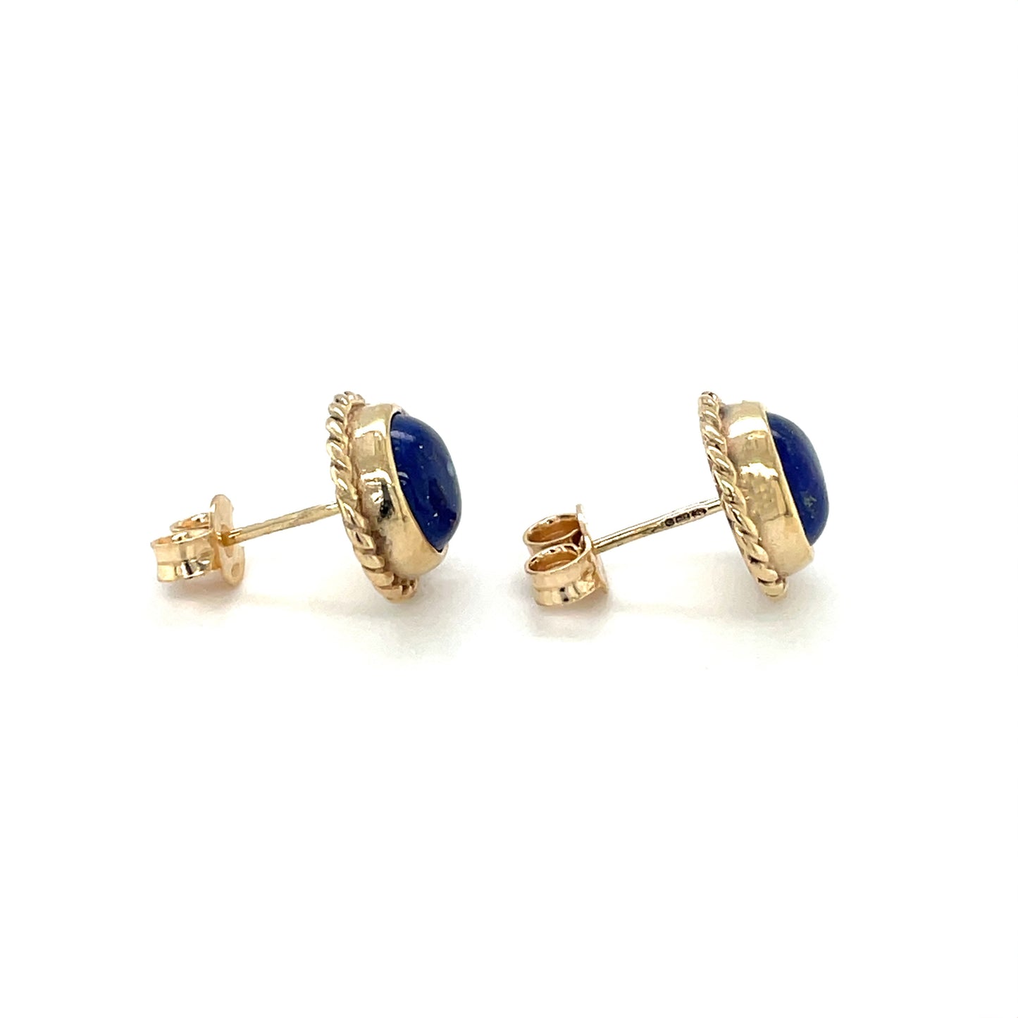 9ct Yellow Gold Lapis Stud Earrings