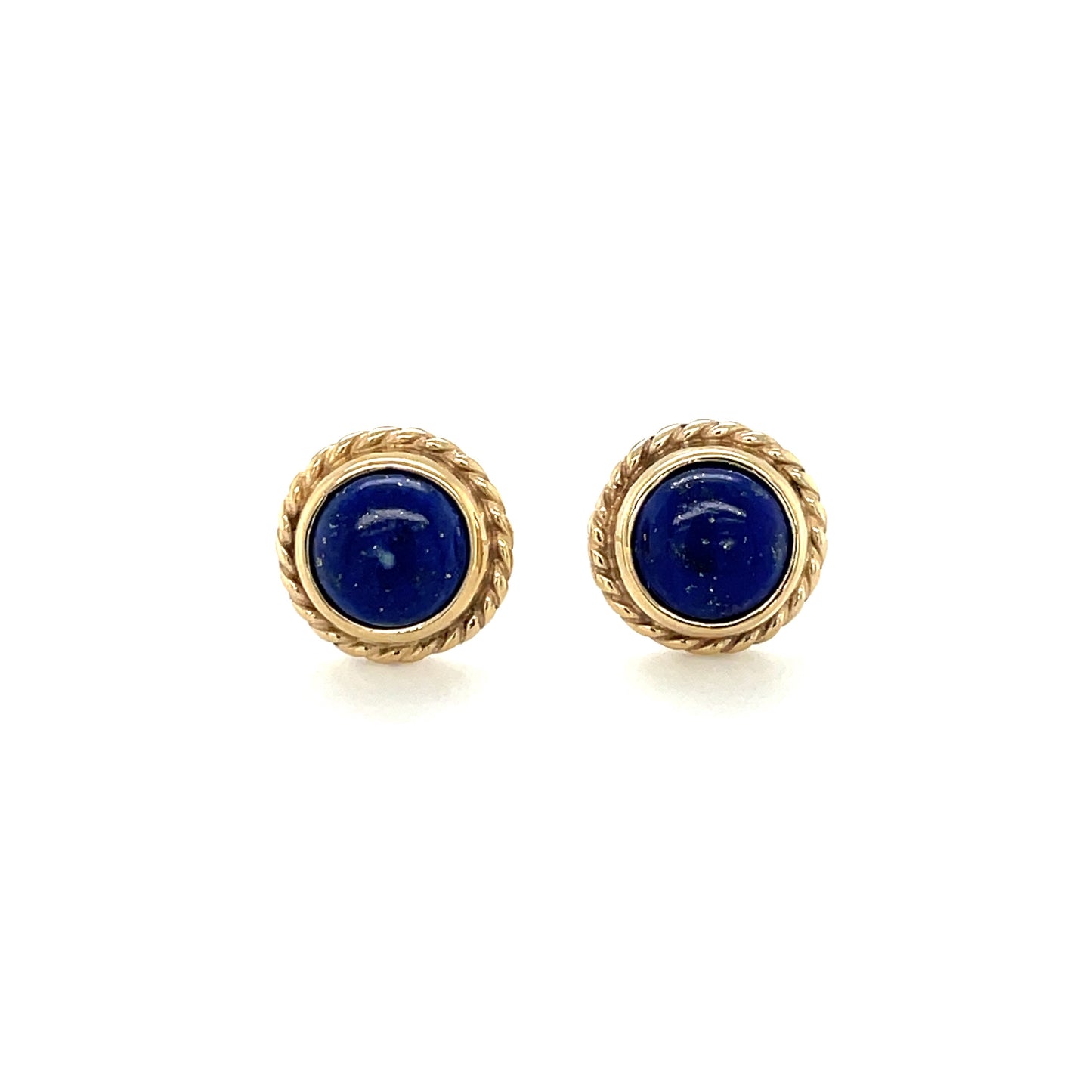 9ct Yellow Gold Lapis Stud Earrings