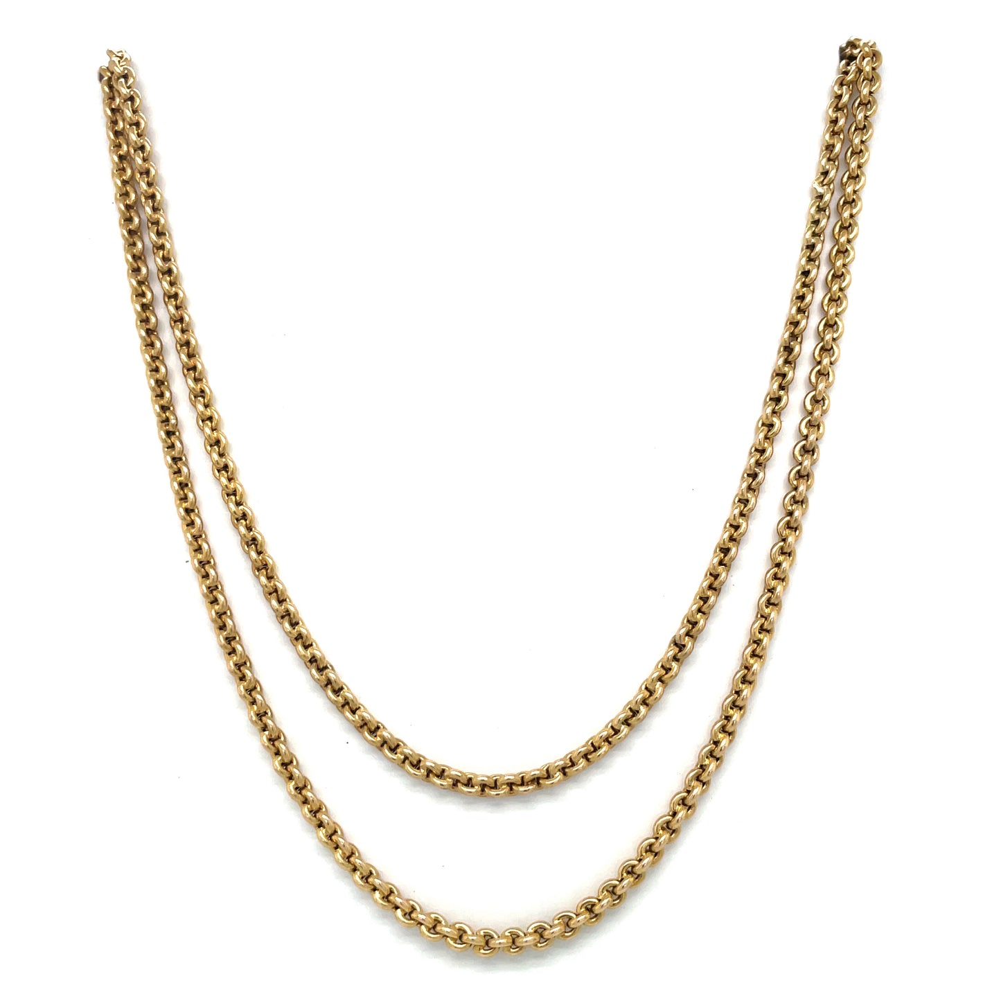 Long 15ct Yellow Gold Round Belcher Chain