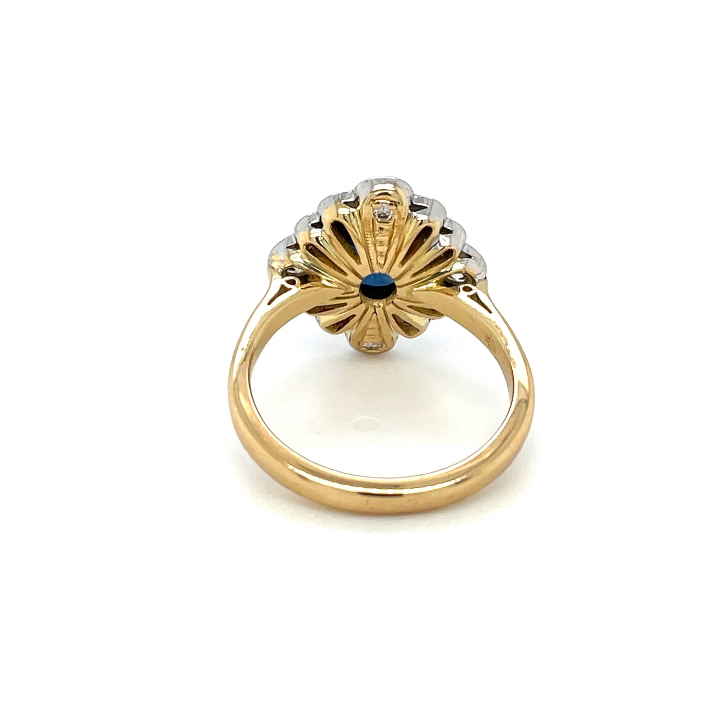 18ct Yellow & White Sapphire & Diamond Cluster Ring