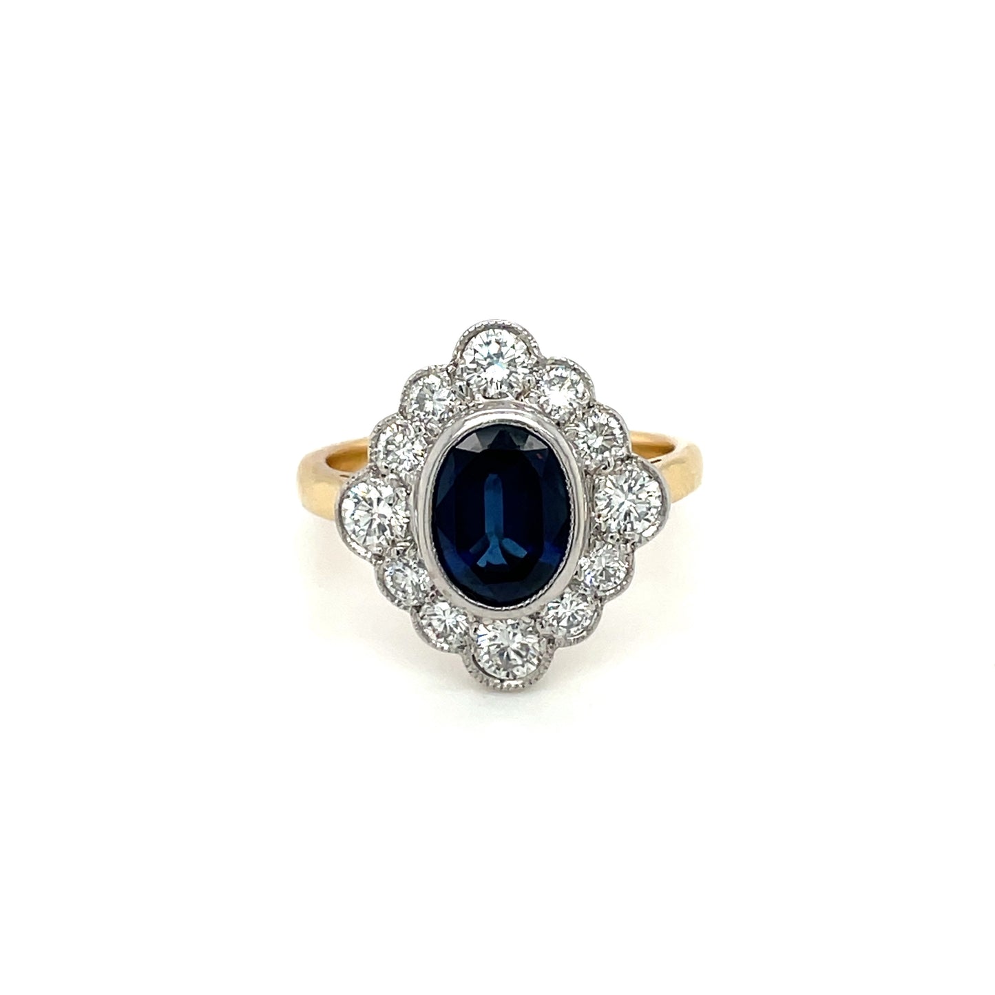 18ct Yellow & White Sapphire & Diamond Cluster Ring