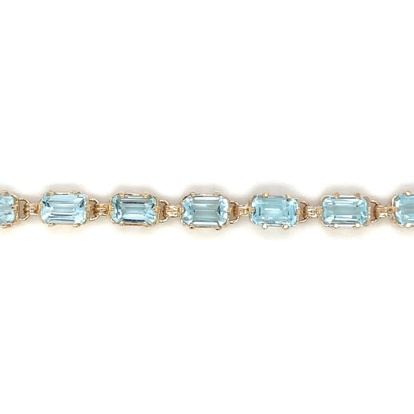 9ct Yellow Gold Aquamarine Line Bracelet