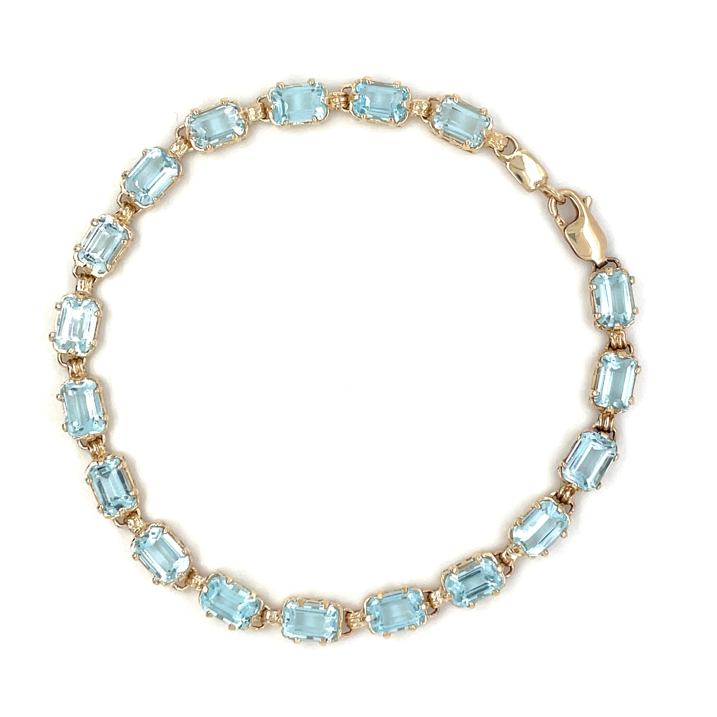 9ct Yellow Gold Aquamarine Line Bracelet