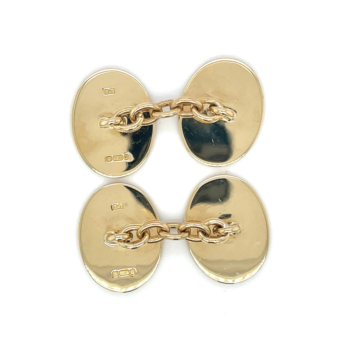 9ct Yellow Gold Oval Chain Cufflinks