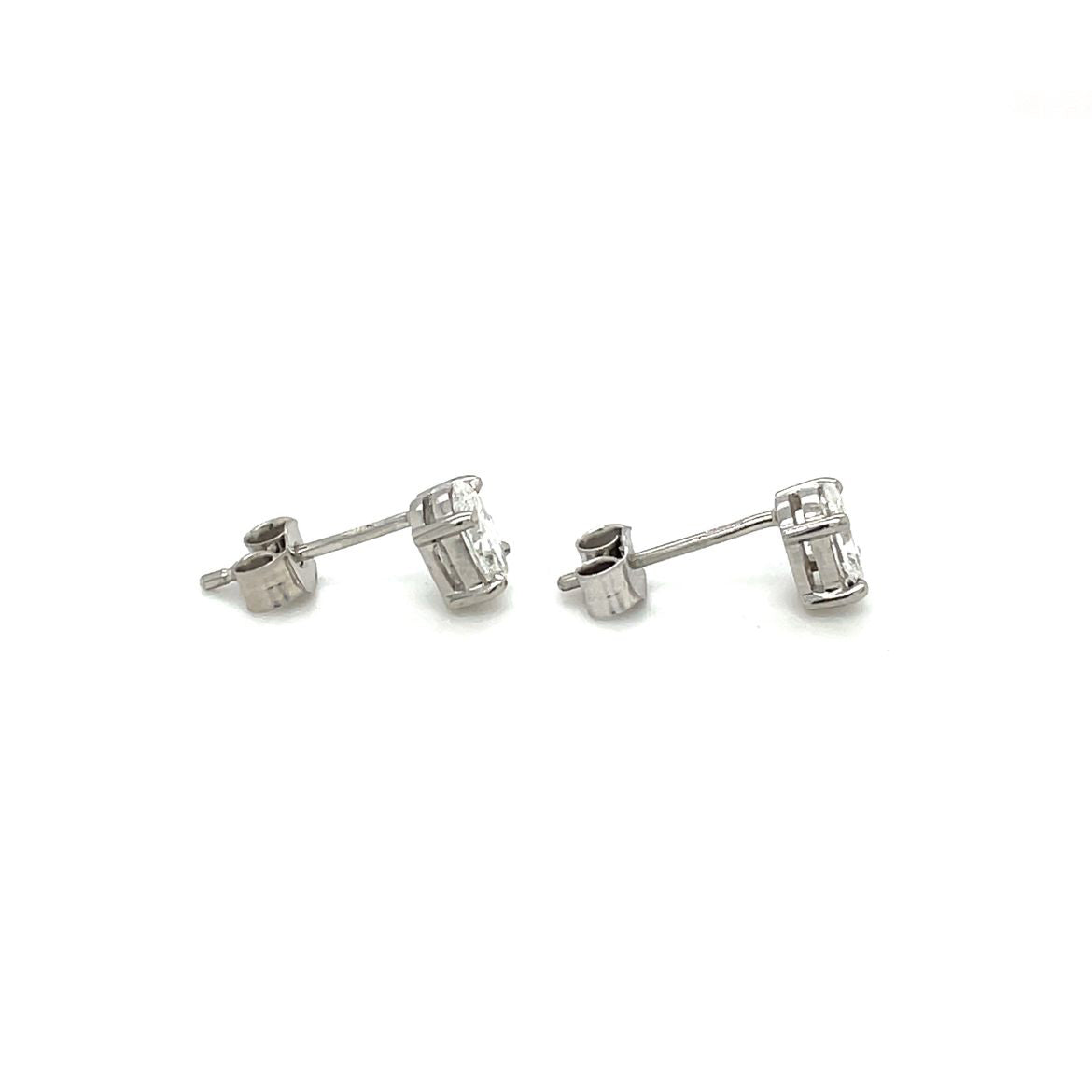 Platinum Oval-Cut Diamond Stud Earrings