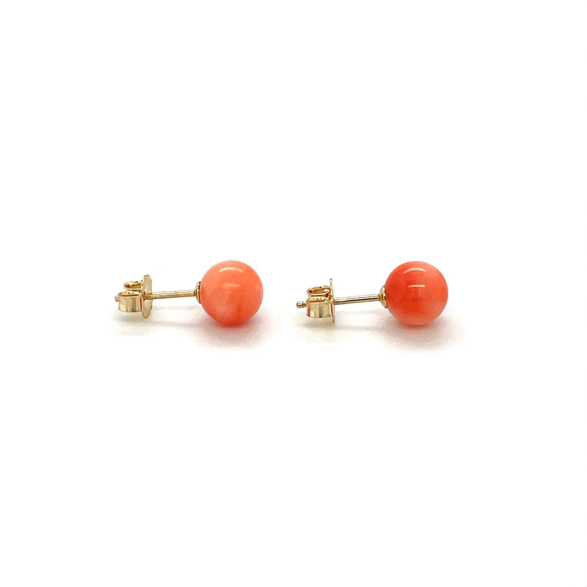 9ct Yellow Gold Coral Bead Stud Earrings