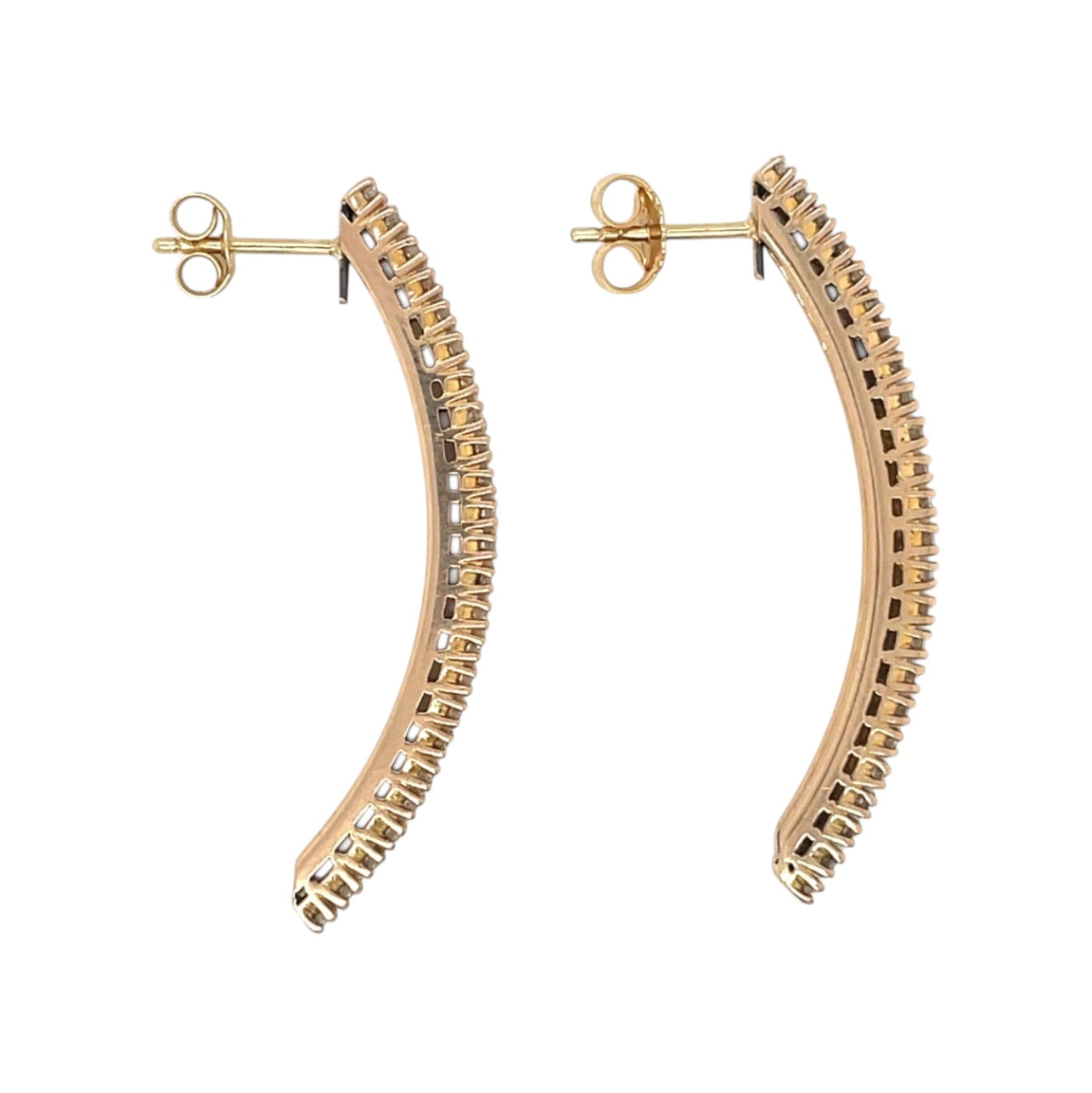 Curved Diamond Line Drop Earrings