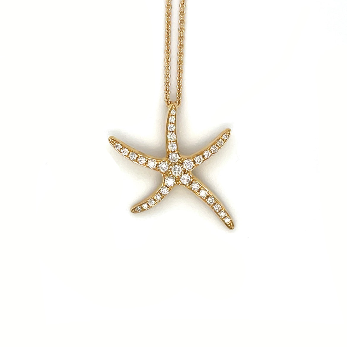 18ct Yellow Gold Diamond-Set Starfish Pendant & Chain