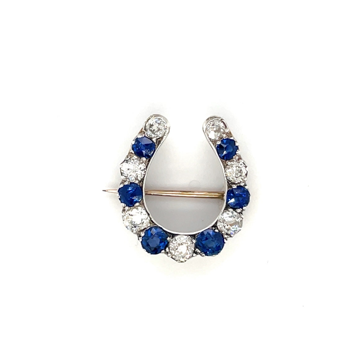 Gold & Silver Sapphire & Diamond 'horse-shoe' Brooch