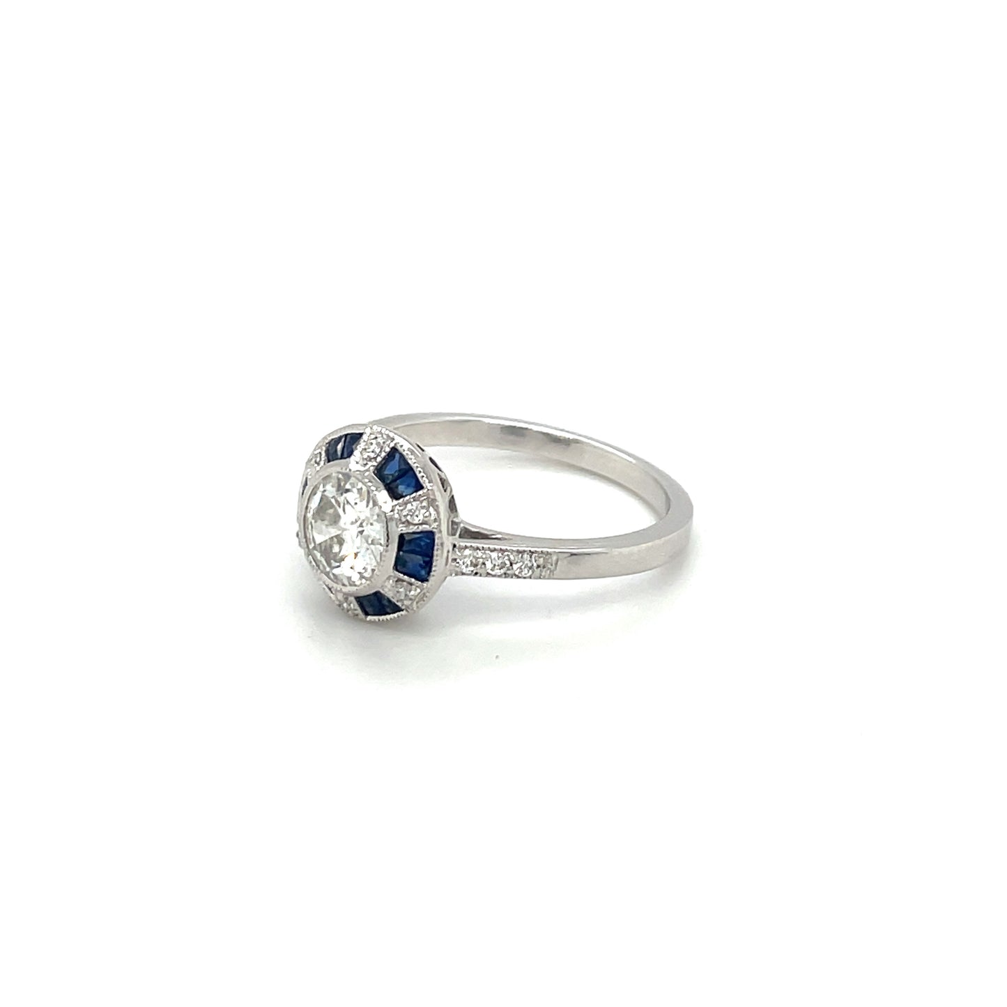 Sapphire & Diamon 18ct White Gold Target Ring