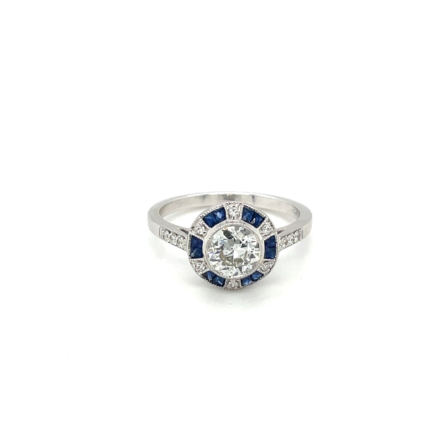 Sapphire & Diamon 18ct White Gold Target Ring
