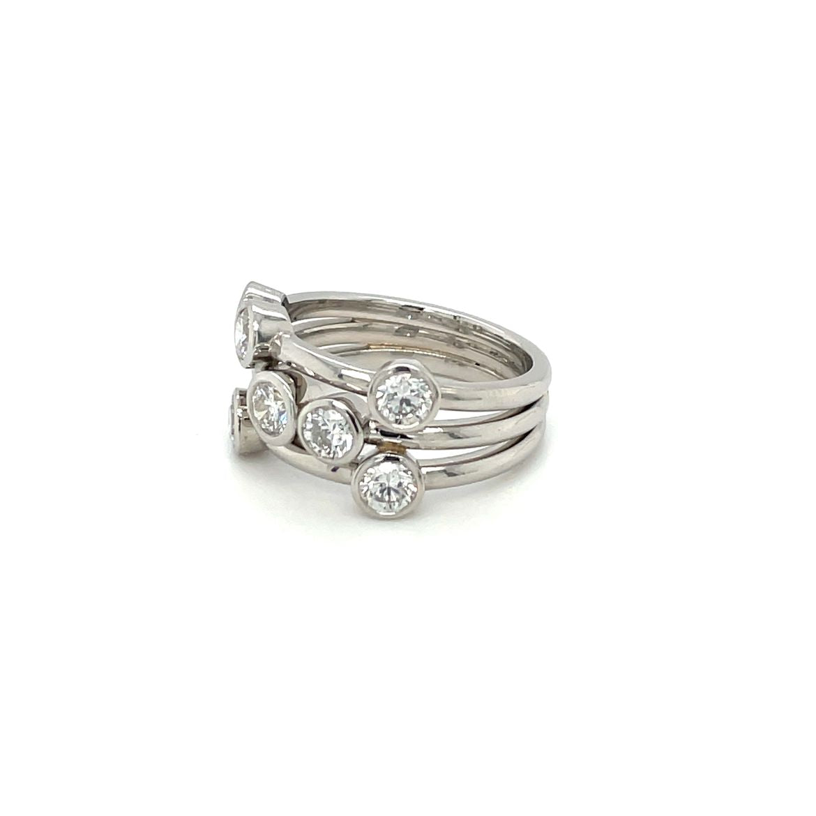 Platinum Wide Diamond Bubble Ring