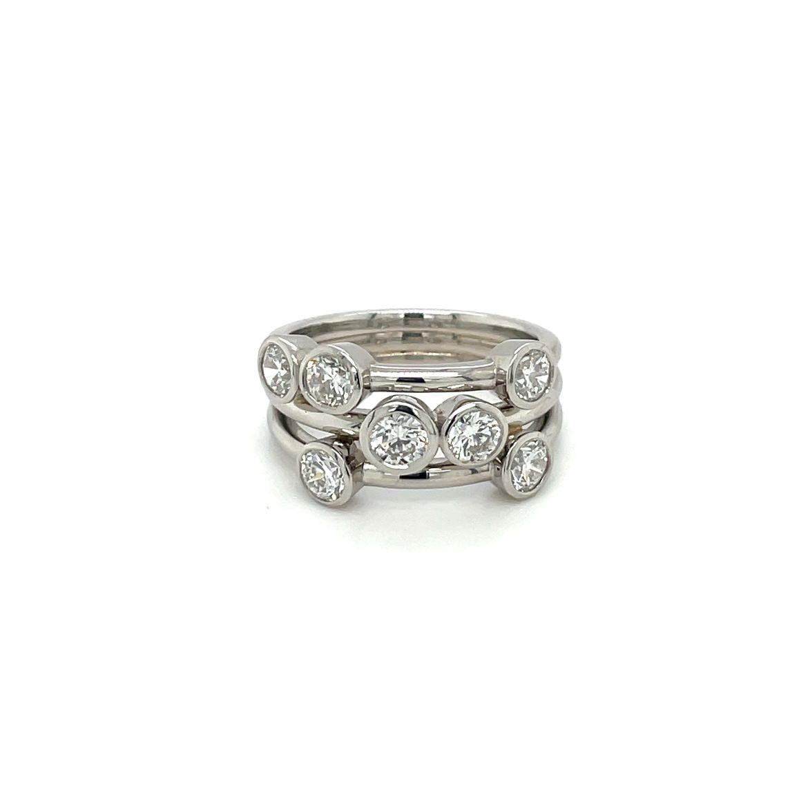 Platinum Wide Diamond Bubble Ring
