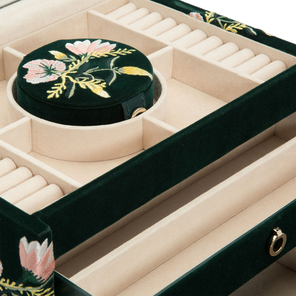 Wolf 1834 Zoe Medium Jewellery Box (Forest Green)