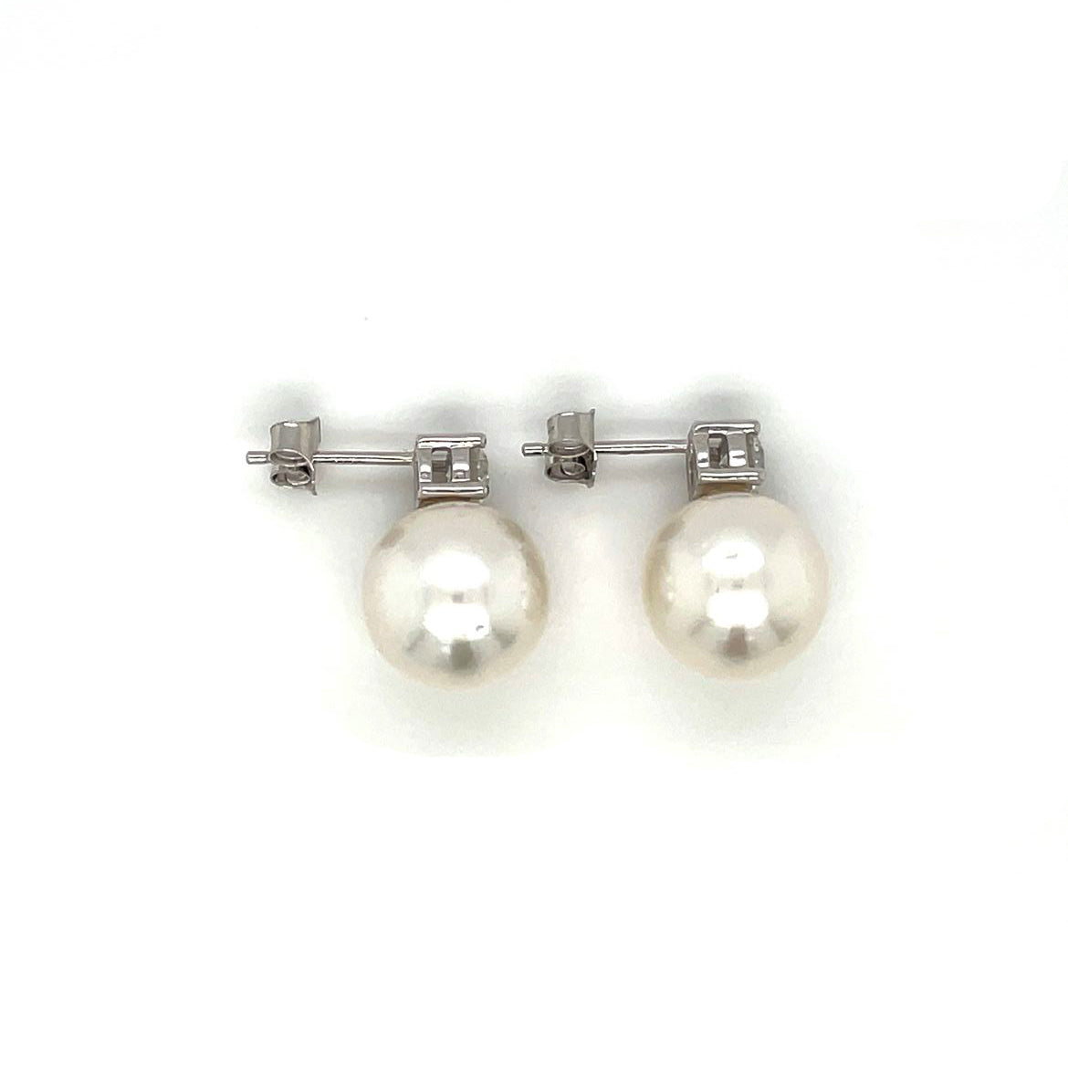18ct White Gold Southsea Pearl & Diamond Studs