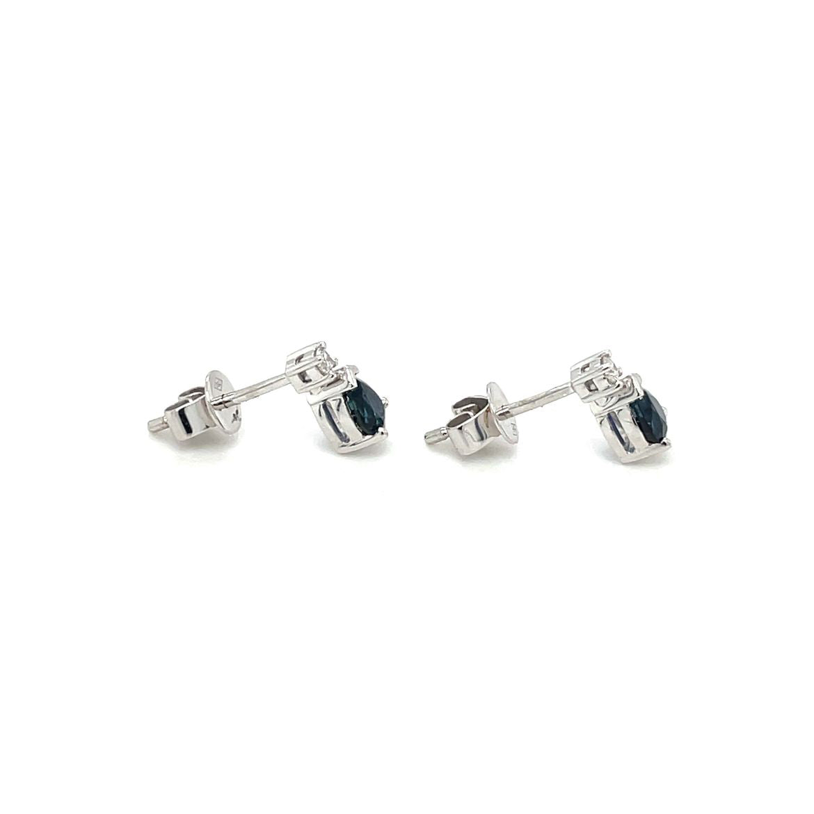 18ct White Gold Sapphire & Diamond Drop Earrings