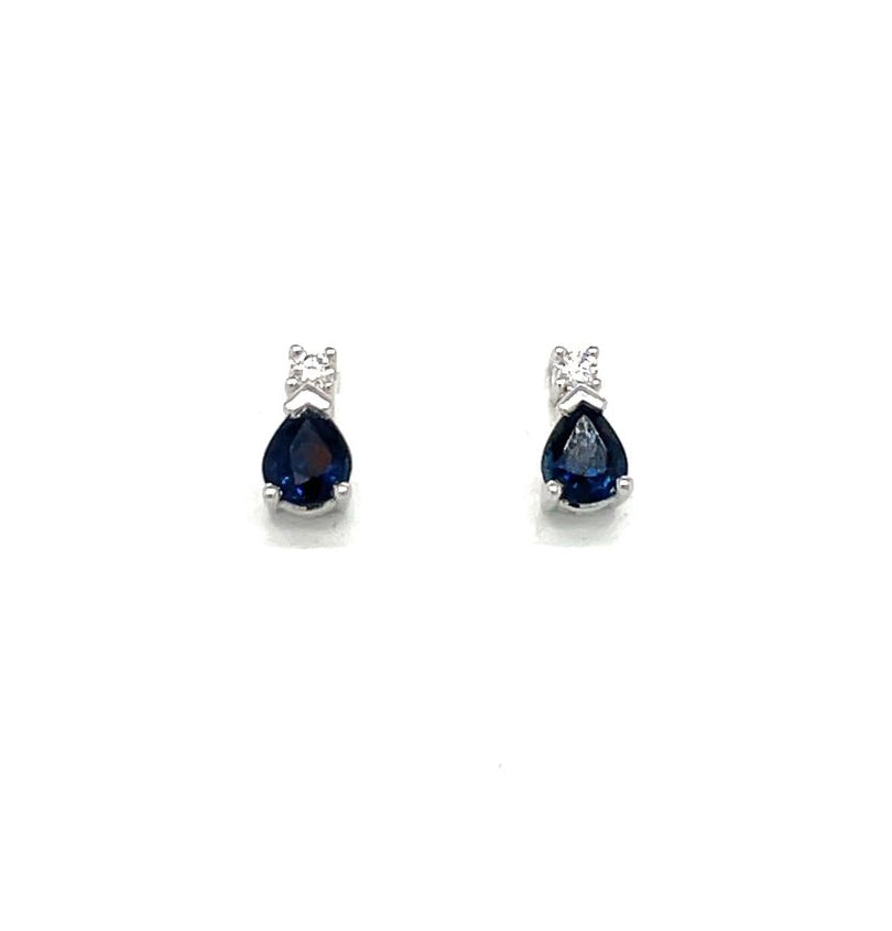 18ct White Gold Sapphire & Diamond Drop Earrings