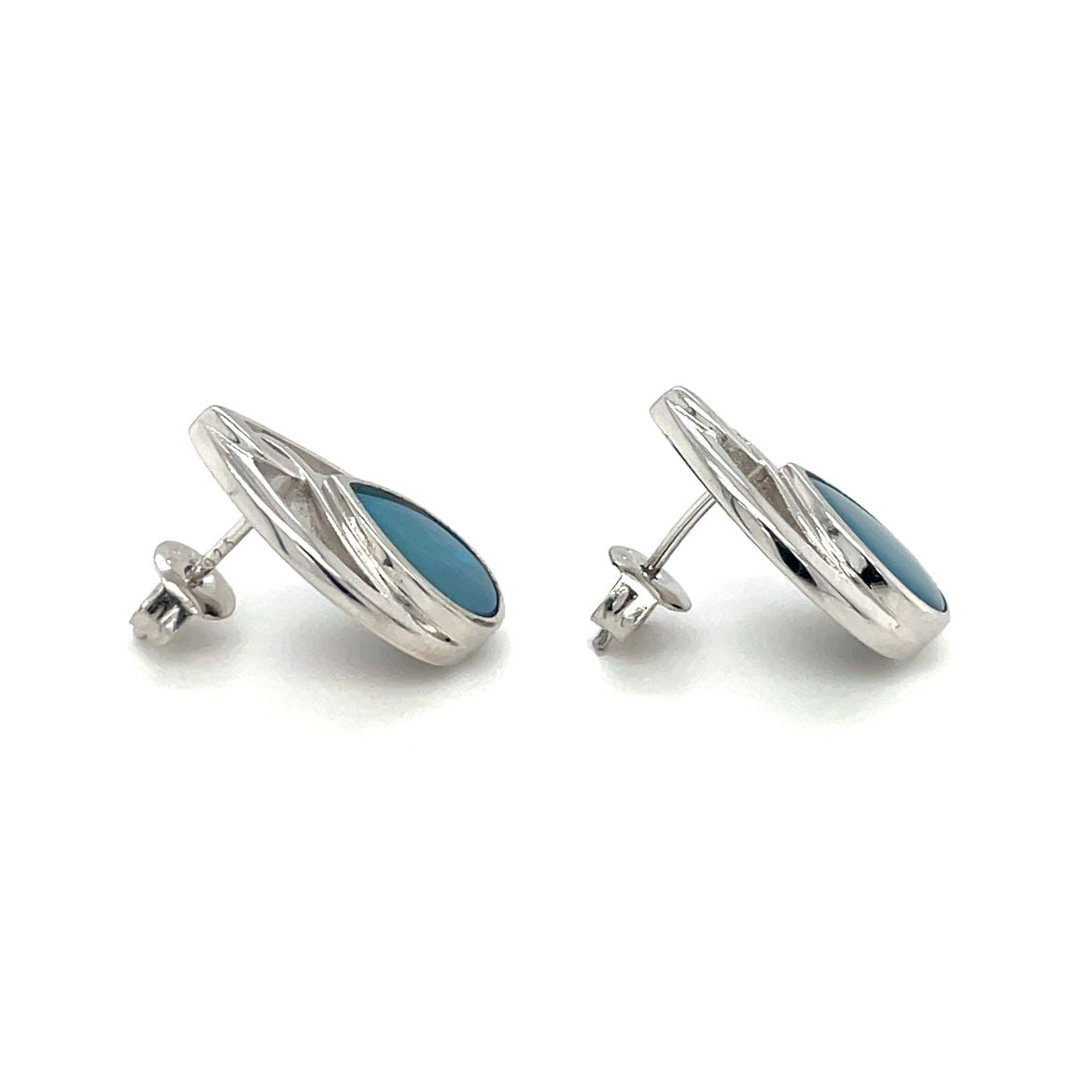 Silver Pear-Shaped Doublet Opal Studs