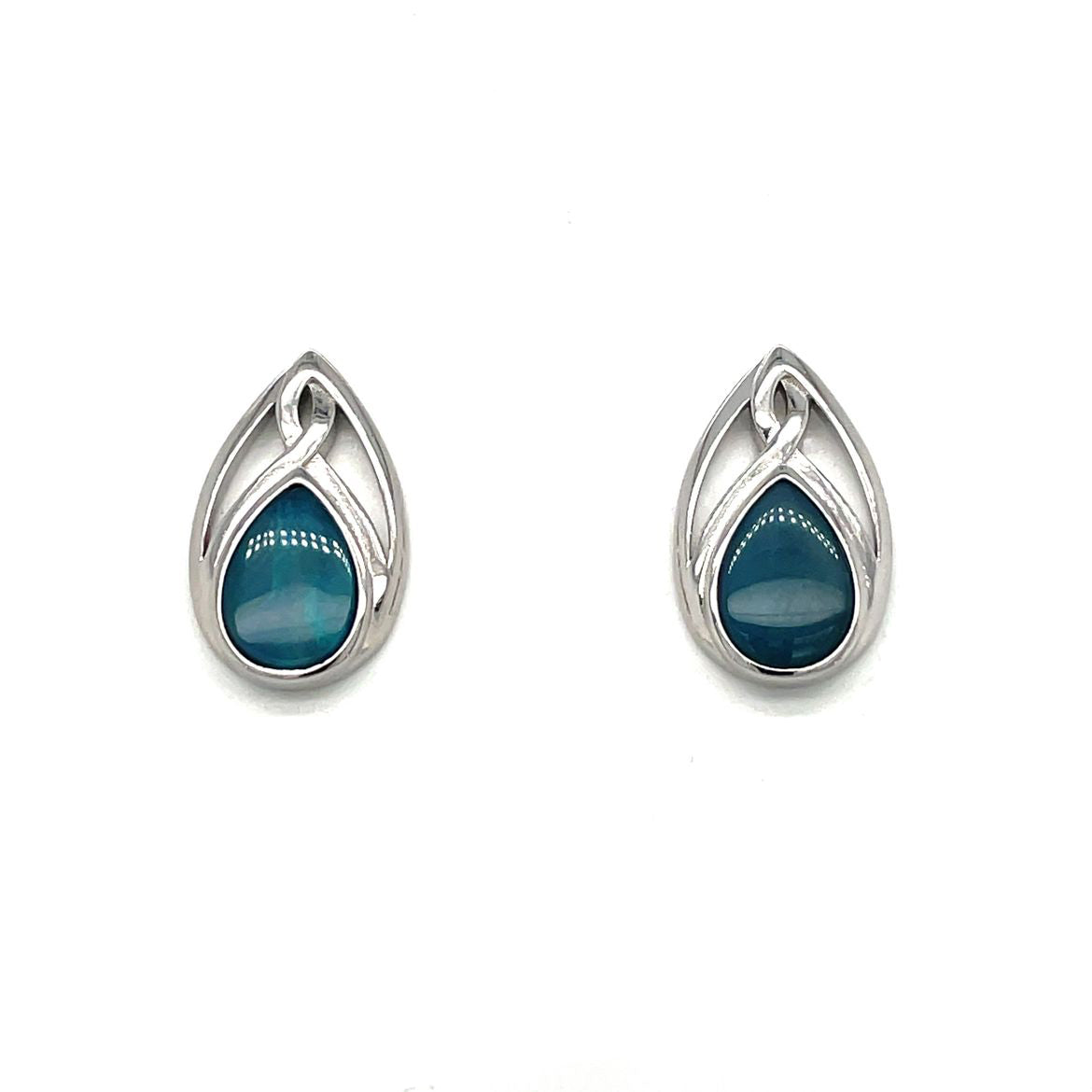 Silver Pear-Shaped Doublet Opal Studs