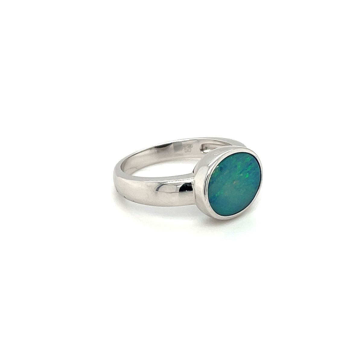 Silver Doublet Opal Solitaire Ring