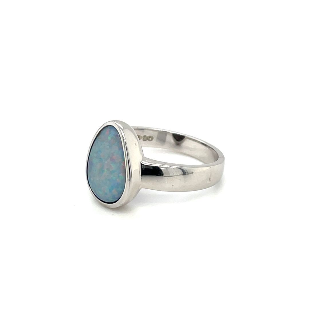 Silver Freeform Doublet Opal Ring