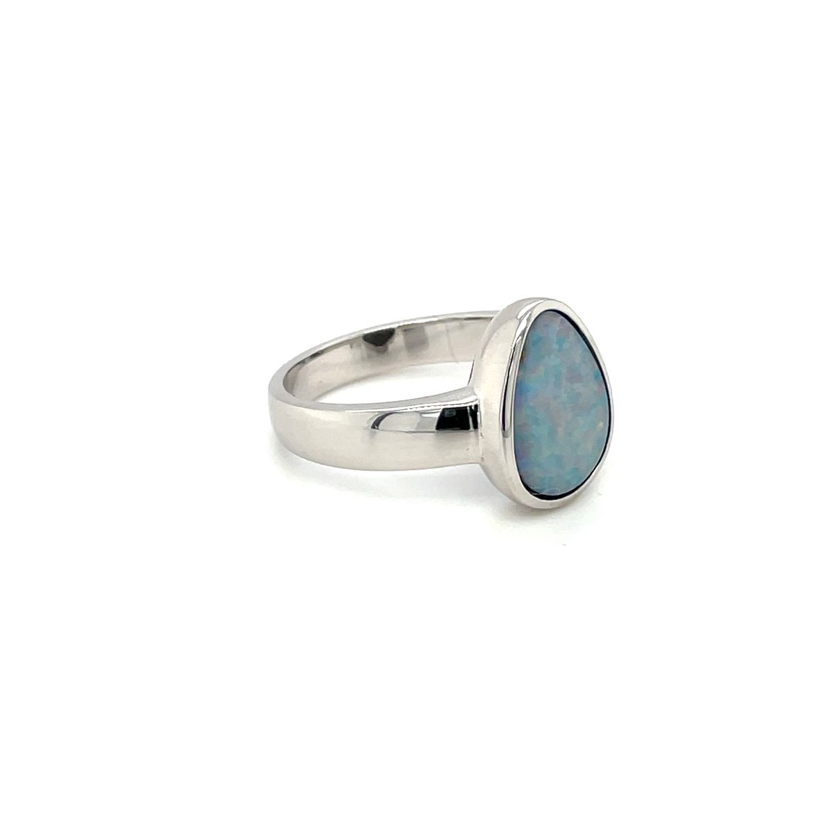 Silver Freeform Doublet Opal Ring