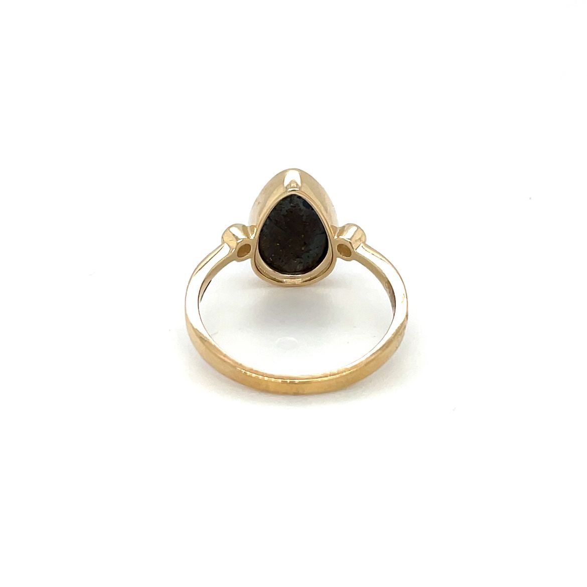9ct Yellow Gold Doublet Opal & Diamond Ring