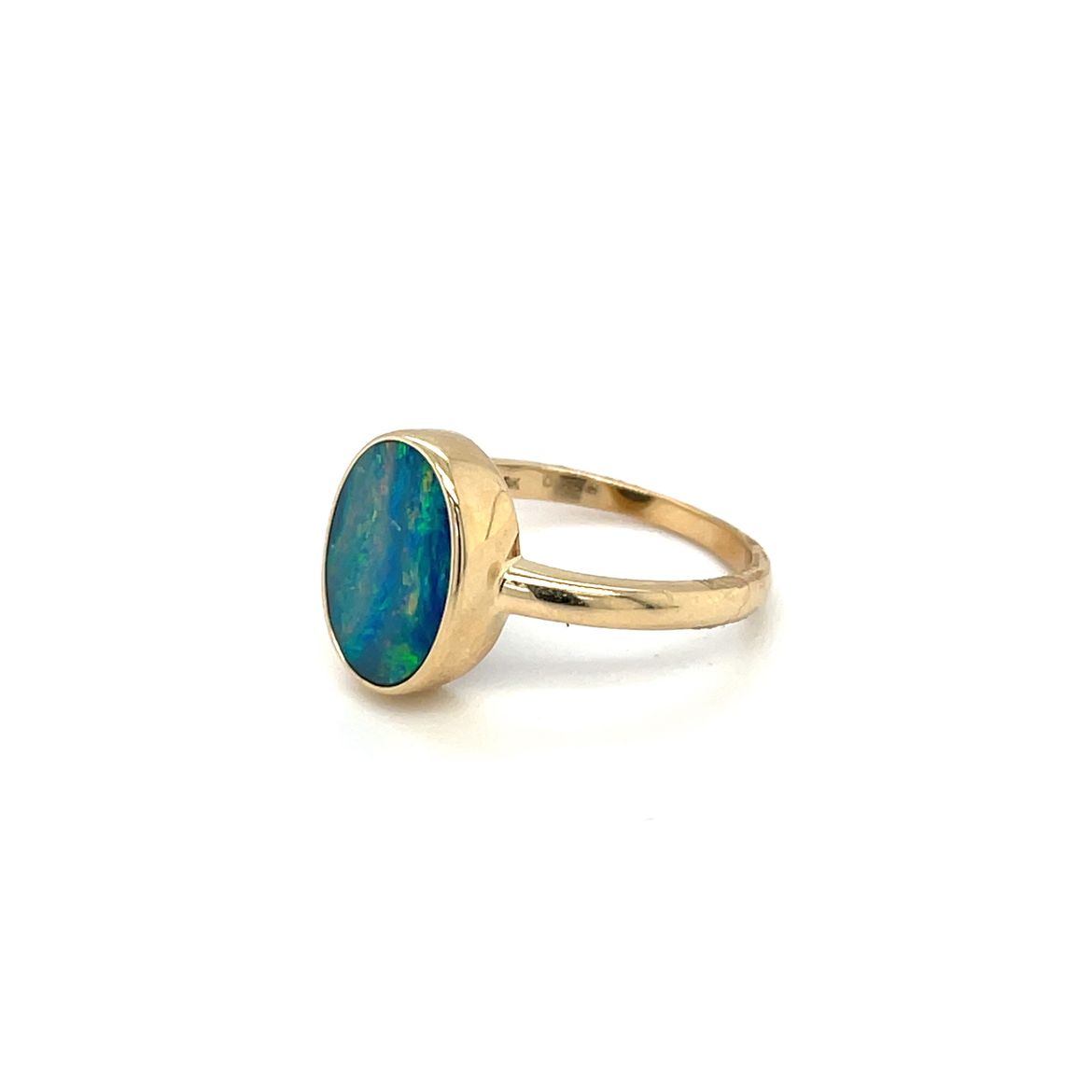 9ct Yellow Gold Doublet Opal Solitaire Ring