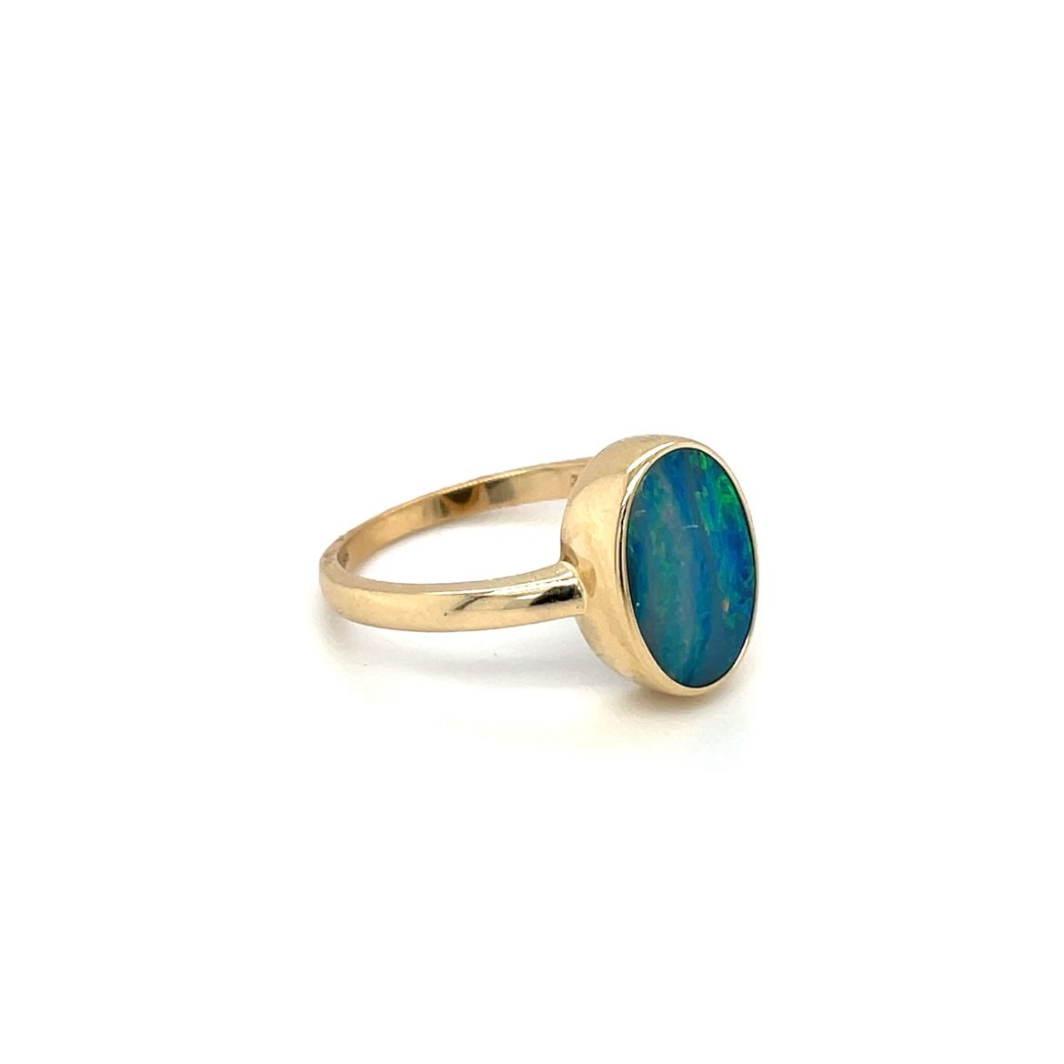 9ct Yellow Gold Doublet Opal Solitaire Ring
