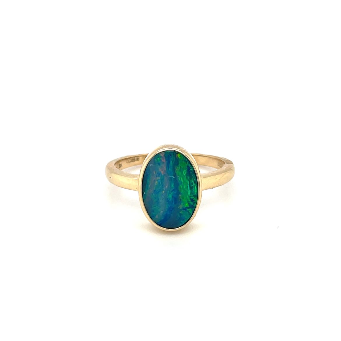 9ct Yellow Gold Doublet Opal Solitaire Ring