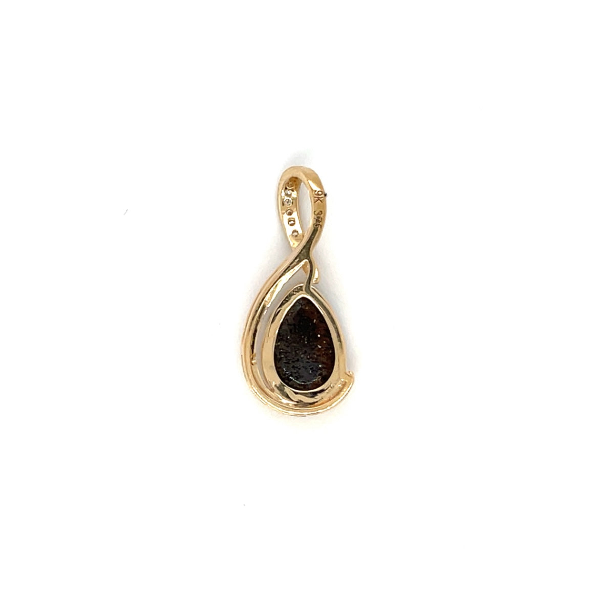 9ct Yellow Gold Doublet Opal & Diamond Pendant