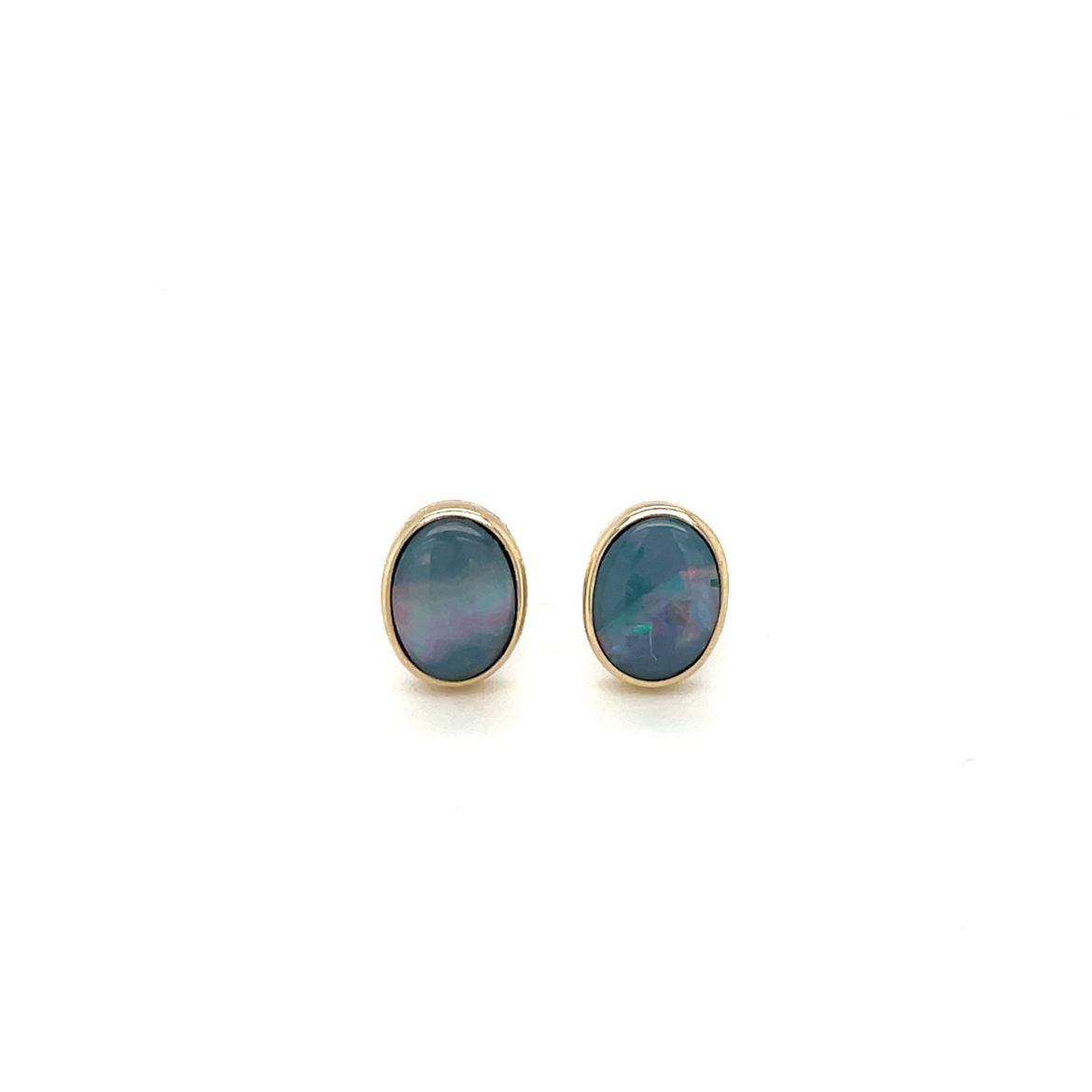 9ct Yellow Gold Doublet Opal Stud Earrings