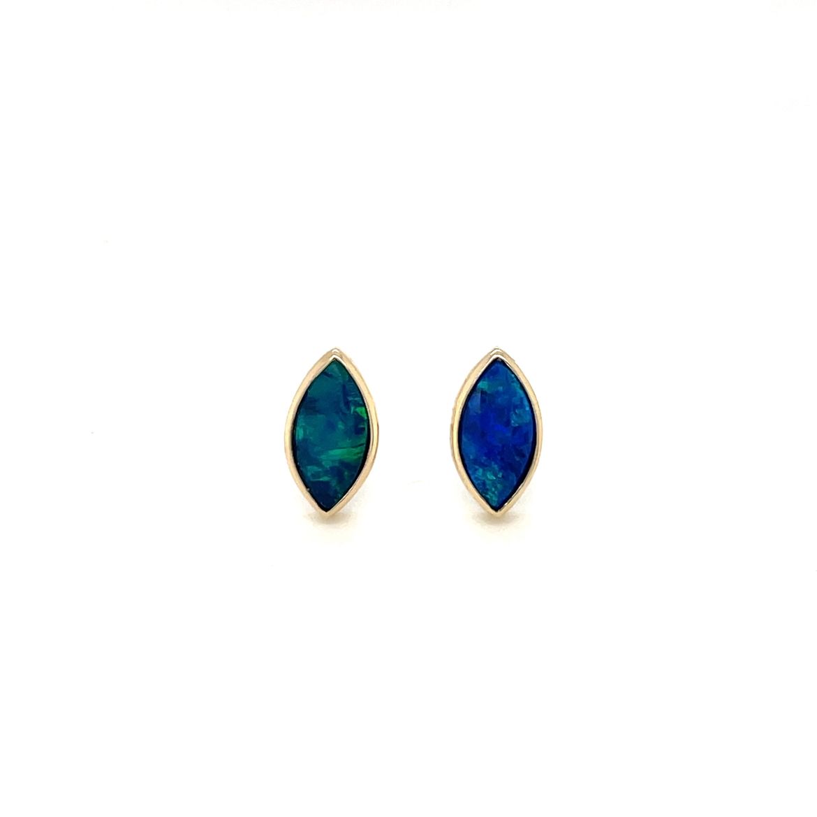 9ct Yellow Gold Marquise Doublet Opal Studs