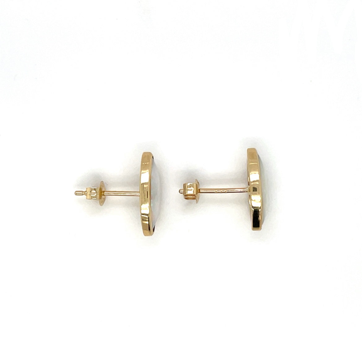 9ct Yellow Gold Marquise White Opal Studs