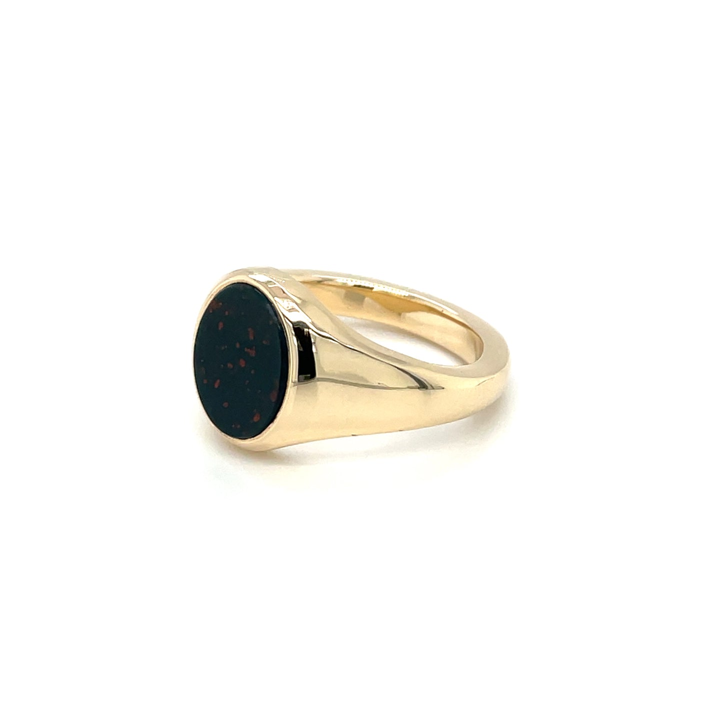 9ct Yellow Gold Oval Bloodstone Signet Ring (13x11mm)