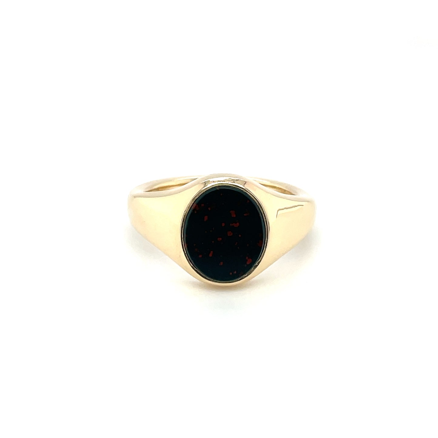 9ct Yellow Gold Oval Bloodstone Signet Ring (13x11mm)