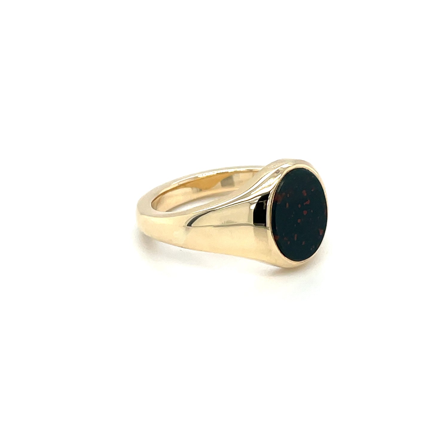 9ct Yellow Gold Oval Bloodstone Signet Ring (13x11mm)